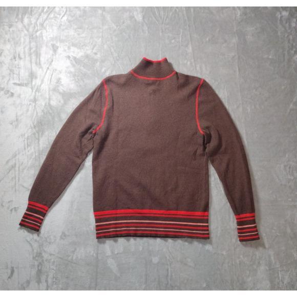 Cabelas Womens Medium Wool Brown Nordic Knit 1/4 Zip Pullover Sweater Wool Blend - Picture 7 of 10